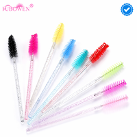 Brosses à cils jetables Fubowen en gros, applicateurs de mascara à manche en cristal, brosses à cils professionnelles, micro-brosses à cils
