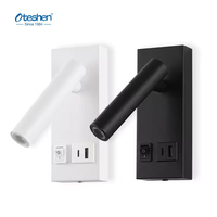 Lampe murale LED en aluminium Oteshen avec port de charge USB Type C, commande par interrupteur, économie d'énergie, utilisation en parc, certifiée CE