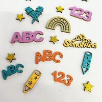 Confettis en bois super scintillants pour la rentrée scolaire, lettres ABC arc-en-ciel, paillettes colorées pour enfants, sequins numériques aux couleurs vives