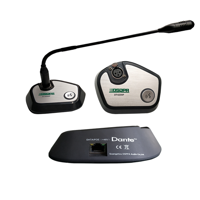 Commercial Audio Desktop Conferencing and Paging Microphone With Dante Network Output