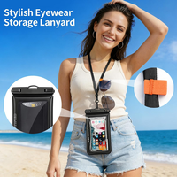 Étui étanche flottant IP68 pour téléphone de 8,5 pouces, sac étanche sous-marin avec cordon, porte-cartes et rangement pour lunettes
