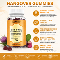 Bioby OEM Marque Privée Gummies Anti-gueule de bois DHM 600mg Chardon-Marie, Figuier de Barbarie, Saule Blanc Soutien au Métabolisme et à la Détoxification de l'Alcool