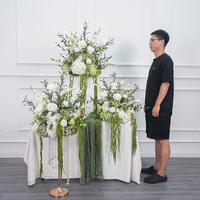 Centro de Mesa de Flores Artificiales Grandes Personalizadas de Lujo, Color Blanco y Verde, para Bodas, Día de la Madre, Año Nuevo, Decoraciones Navideñas