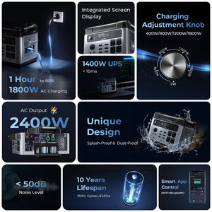 [מפעל] 2000w סוללה 2400w lifepo4 2048wh תחנת כוח ניידת 110 220v אפליקציה מחולל סולארי - Product Image 2