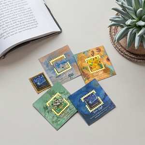 Marque-pages en métal personnalisables, série imprimés rétro, style peinture à l'huile classique, badges et pendentifs créatifs - Product Image 1