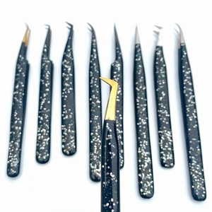 Pinzas para Pestañas Negras con Brillo, Acero Inoxidable, Profesionales, para Volumen, Clásicas, Híbridas, Herramienta para Extensión de Pestañas, OEM - Product Image 1