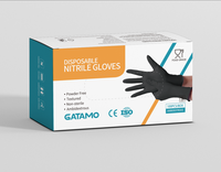 Gants en nitrile jetables G38 sans poudre, gants en nitrile noirs personnalisés pour tatouage, examen et sécurité