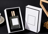 Boîte blanche de haute qualité avec logo noir, emballage rigide pour parfum, couvercle élégant à ouverture facile