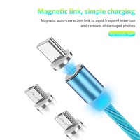 Nieuwe Collectie Led Vloeiende Licht 2.4A Usb Magnetische Oplaadkabel Led Magnetische Kabel