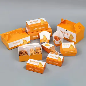 LOKYO Logotipo impreso personalizado pollo ala Nugget hot dog hurger papel caja de pollo frito embalaje de comida rápida