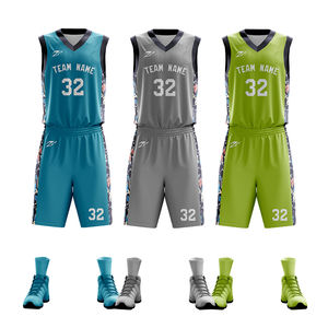 批发新款时尚设计印花升华篮球制服套装定制标志刺绣空白男式篮球衫 - Product Image 4