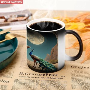 Frosted Black 11oz <b>Ceramic</b> Magic Mug Heat Changing <b>Cup</b> For Hot Beverages - Product Image 5