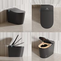 WC intelligent noir mat, toilette automatique monobloc avec télécommande, cuvette allongée, drainage, prix compétitif
