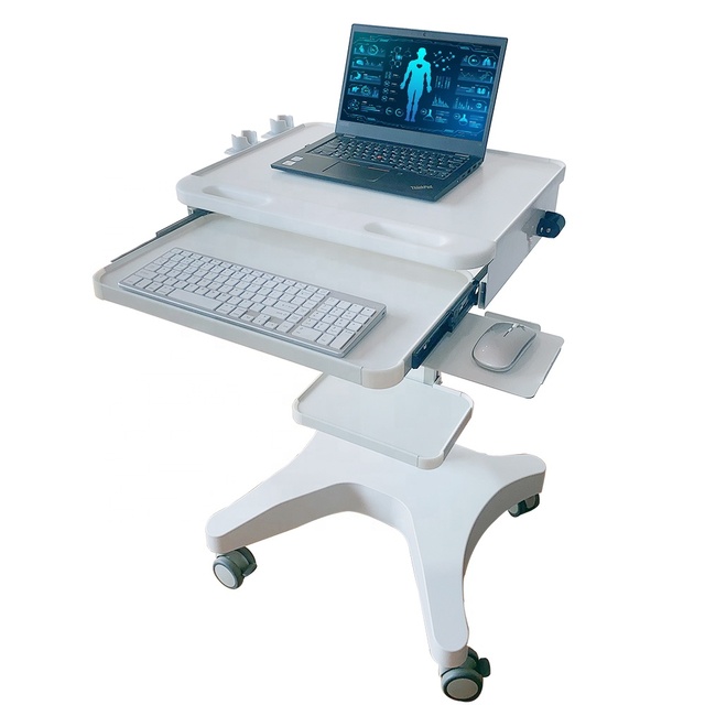 ABS Plastic Hospital Furniture Medical Cart Computer Laptop B-ultrasound Cart With High-end Silent Casters Mobile Workstation