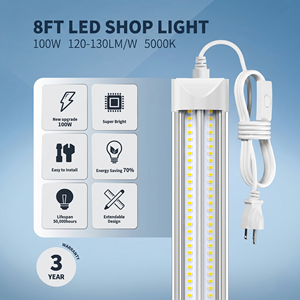 Tubo Luce <span class=keywords><strong>LED</strong></span> T8 Integrato Super Luminoso a Forma di V da 50W 100W 1,2m 2,4m, Illuminazione per Negozi, Officine, Magazzini e Garage - Product Image 2