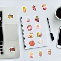 Autocollant de pop-corn de dessin animé de snack mignon, 60 pièces