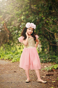 Robe d'été pour bébé fille, style américain, à col halter, en tissu à sequins et dentelle, ornée de fleurs, best-seller - Product Image 3