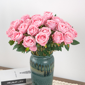 Fleurs artificielles en vrac, roses artificielles en perles royales, <span class=keywords><strong>rose</strong></span> en soie à longue tige unique pour la décoration de mariage - Product Image 5