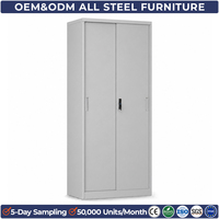 Armoire de classement grise à portes coulissantes, meuble de rangement fin en métal pour garage, armoire de rangement moderne en acier pour bureau, garage, maison