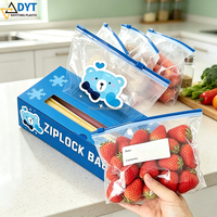 Sacs de congélation à glissière transparents refermables en plastique pour aliments congelés, viande, fruits et légumes
