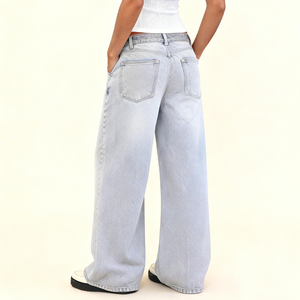 Custom <strong>Women's</strong> Washed <strong>Denim</strong> Jeans Cargo Low Rise Pant Casual Multi Pocket Wide Leg Jorts Pant Plus Size <strong>Jogger</strong> Stylish <strong>for</strong> <strong>Women</strong> - Product Image 3