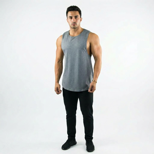 Men's Customizable Slim Fit Sports Tank <b>Tops</b> Bodybuilding <b>Mesh</b> Vest Breathable Fitness Sleeveless Knitted Singlet - Product Image 1