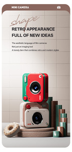 Nouvel appareil <span class=keywords><strong>photo</strong></span> numérique rétro CCD mini pour étudiants, utilisation sur le campus, photos et vidéos HD 1080P, zoom optique 7,1x-16x en forme de bouton ABS, 2"-3" - Product Image 3
