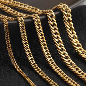 Collar de Cadena Cubana de Acero Dorado para Hombre, Chapado en Oro de 18k, Joyería de Moda, Accesorio de Regalo - Product Image 1