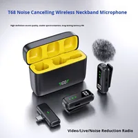 Microphone Lavalier sans fil numérique T68 professionnel à clipser pour l'enregistrement, le streaming en direct et la réduction du bruit