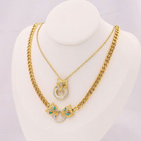 En Gros Ensemble de Bijoux en Acier Inoxydable Plaqué Or 18K Anti-Ternissement, Collier et Bracelet de Créateur Italien Arabe pour Femmes