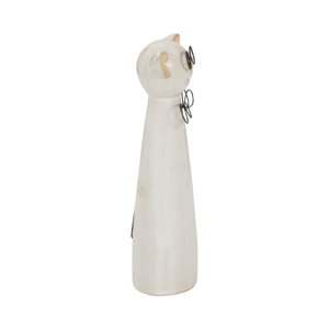 Statuetta di Gatto in Ceramica con Occhiali, Scultura Decorativa Bianca per Casa, Ufficio, Scrivania e Mensole - Product Image 3