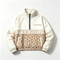 Veste coupe-vent décontractée pour femme, style streetwear, col montant, demi-zip, patchwork floral colorblock vintage, coupe courte, qualité supérieure