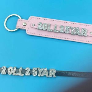 <b>Custom</b> 8mm DIY Idol Name Leather <b>Keychains</b> With Rhinestones Letters Accessories PU Leather Key Chain - Product Image 4