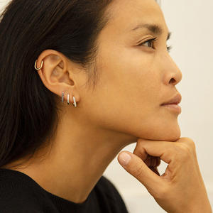 2025ใหม่แฟชั่นคุณภาพสูงจากโรงงานขายส่ง925มินิมอลลิสเตอร์ลิงเงิน14K ต่างหูห่วงทอง - Product Image 2