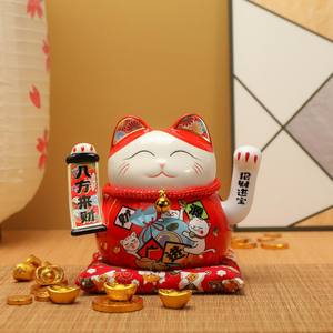 Ornements de <span class=keywords><strong>chat</strong></span> porte-bonheur en céramique blanche 6.5 pouces Statue Maneki Neko pour la décoration intérieure - Product Image 3