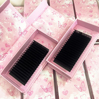 Private Label Lash Tray Fournitures Volume Soie Mat Noir Foncé Extension de Cils Individuels En Gros Cachemire Extension de Cils