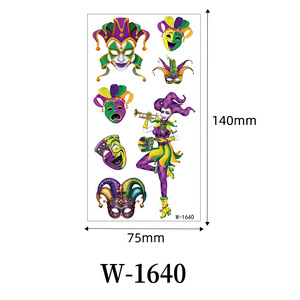 Temporary Tattoo Sticker Mardi Gras Party Face Body Art Waterproof Pet Film Digital Printing One Size - Product Image 4