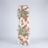 Centre de table de mariage fait main, guirlandes florales artificielles roses, blanches et vertes, rangées de fleurs suspendues pour allée, fausses fleurs