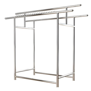 Porte-vêtements métallique robuste avec roulettes, usage commercial et domestique, hauteur réglable et design antirouille, supports et étagères de rangement - Product Image 1