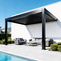 Pergola Bioclimatique en Aluminium à Lames Orientables, Gazebo Métallique Étanche pour Jardin Extérieur, Fabriquée en Chine