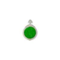 Pendentif en jadéite birmane naturelle de qualité A, forme ronde, jadéite verte de haute qualité, pendentif en jadéite pour femmes, cadeau en jadéite (avec NGTC)