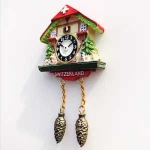 瑞士创意旅游纪念品装饰神器礼品立体小木屋布谷鸟钟3d冰箱磁铁