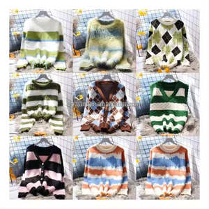 Suéter de punto holgado de manga larga con cuello en V para <span class=keywords><strong>mujer</strong></span>, estilo casual, nueva moda de otoño, con botones frontales, venta al por mayor - Product Image 3