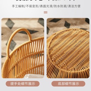Cesta de lavandería de mimbre, cesta redonda lavable para ropa y toallas, uso doméstico - Product Image 3