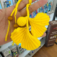Porte-clés en forme de feuille de Ginkgo en coton PP de 10 cm, fait main au crochet, accessoire mignon pour sac/voiture/vêtements, KIVA K-1544, pour enfants et femmes