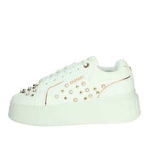Baskets Donna Shopart SASS240723 Blanches en Cuir avec Clous Style Plateforme - Product Image 1