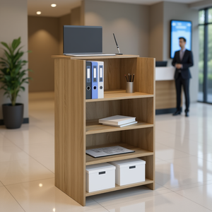 Mostrador de Recepción de Madera Sintética Roble Sonoma, Tamaño Mediano, Mueble de Oficina Contemporáneo y Duradero para Uso Comercial - Product Image 2