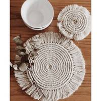 Napperons en coton tissé à la main, style Boho moderne de la ferme, à franges rondes, pour Table à manger