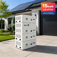 Batterie de secours domestique 15 kWh, 10 kWh, 20 kWh, 51,2 V, 200 Ah, 300 Ah, 400 Ah, LiFePO4, empilable, BMS, CE, pour système solaire