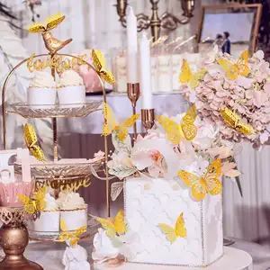 12 pièces décorations de fête papillon 3D, autocollants muraux amovibles décor de chambre pour enfants pépinière salle de classe décor de mariage